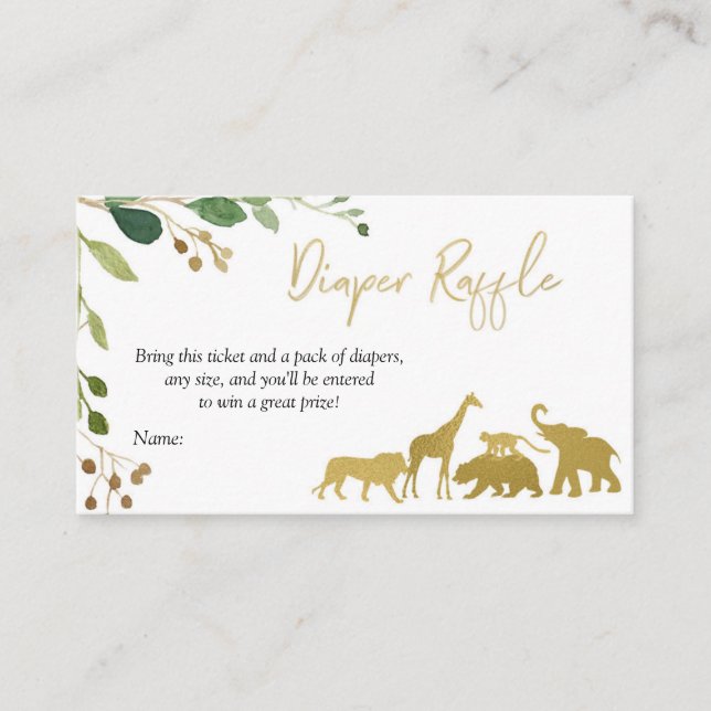 Tarjeta de gofre de pañal para animales de Safari  (Anverso)