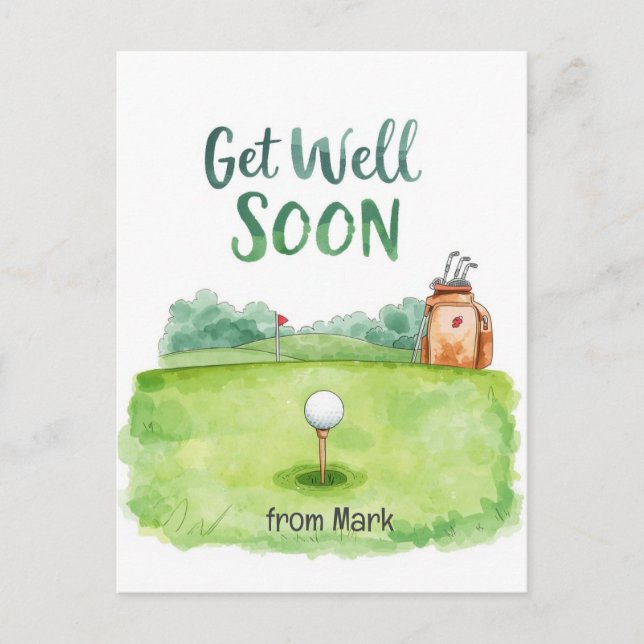 Tarjeta de golf - Campo de golf Watercolor (Anverso)