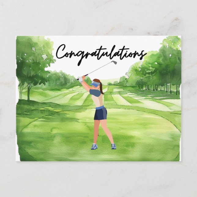 Tarjeta de golf de felicitación para golfista (Anverso)