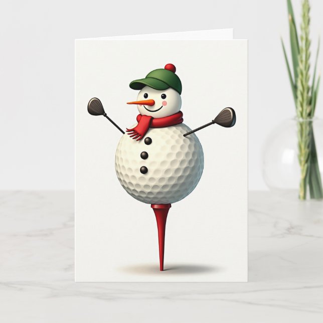 Tarjeta de golf de hombre de nieve de Navidad (Anverso)