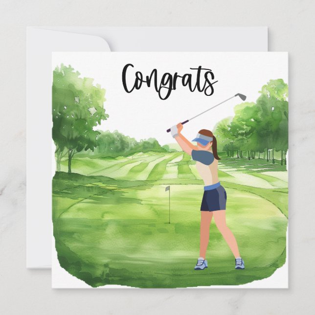 Tarjeta de Golf Felicitaciones Golf para Lady Golf (Anverso)