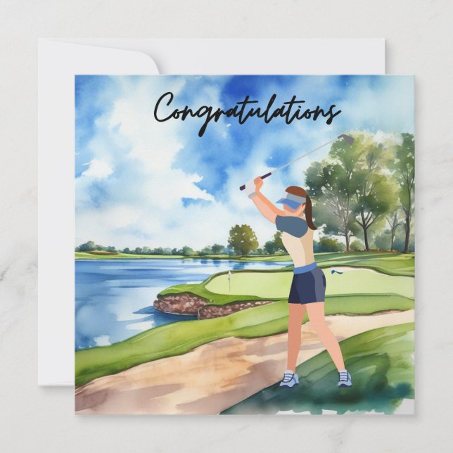Tarjeta de Golf Felicitaciones Golf para Lady Golf (Anverso)