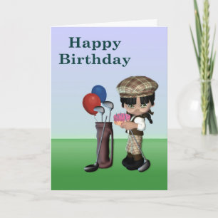 Tarjeta de golf joven de piel oscura