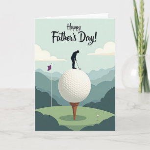 Tarjeta de golfista del Día del Padre escénica