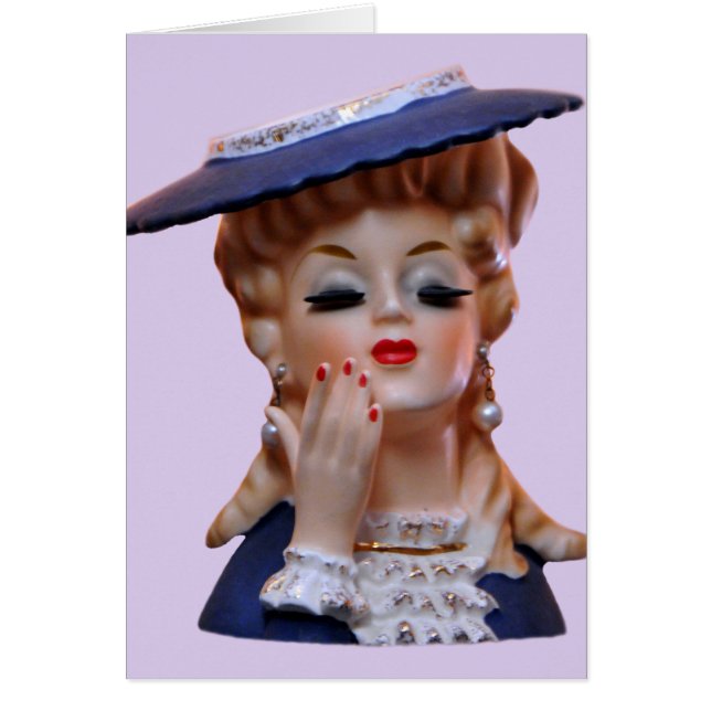 Tarjeta de Gorra azul glamurosa Lady Head Vase Fan (Frente)