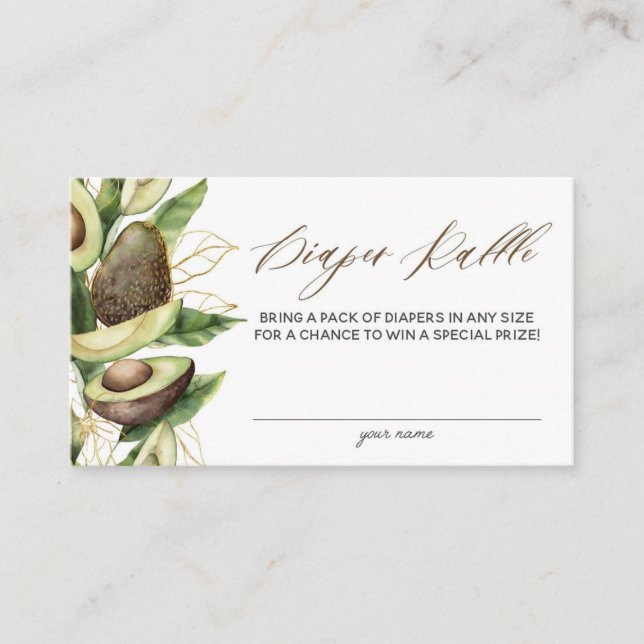 Tarjeta de gotero aguacate Baby Shower Diaper (Anverso)