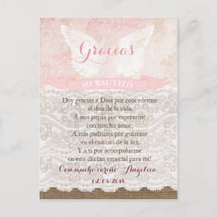 Tarjeta de Gracias con oración para Bautismo