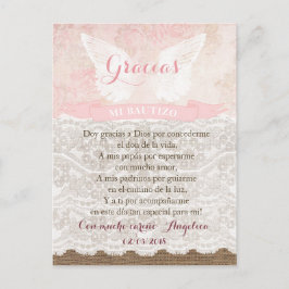 Tarjeta de Gracias con oración para Bautismo