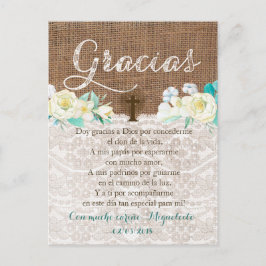Tarjeta de gracias con oración para Bautismo
