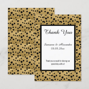 TARJETA DE GRACIAS DE DISEÑO DE LEOPARD DE ORO NEG