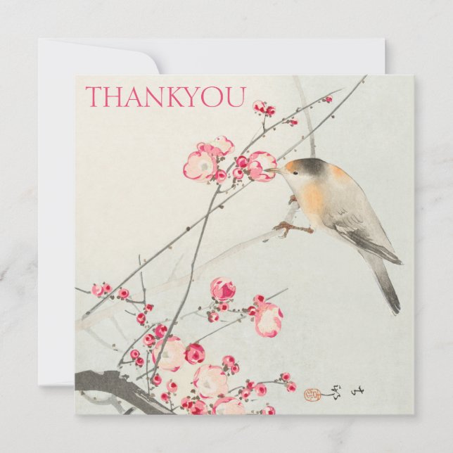 TARJETA DE GRACIAS : OHARA KOSON : SONGBIRD ON BLO (Anverso)