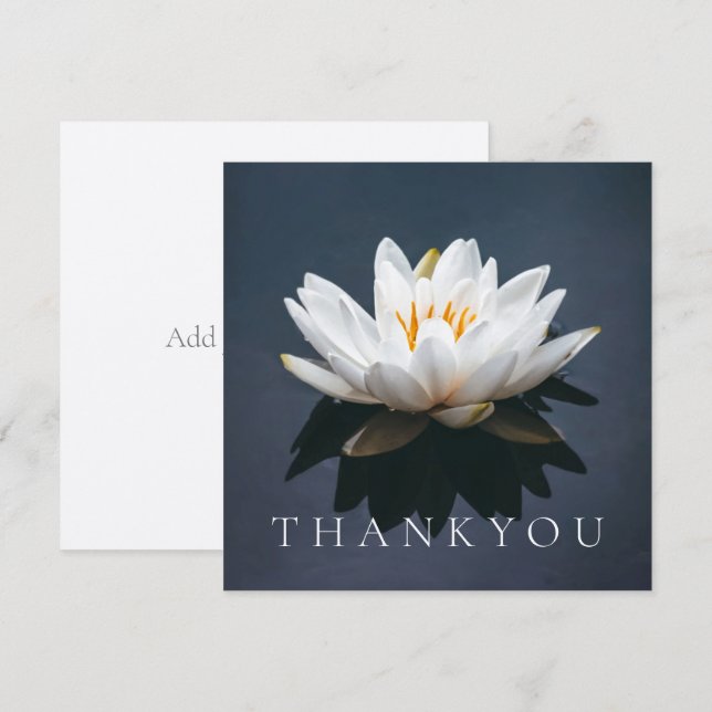 TARJETA DE GRACIAS PLANA : LOTUS ROSA (Anverso / Reverso)