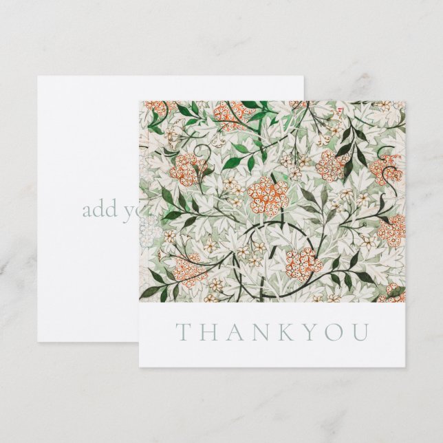 TARJETA DE GRACIAS PLANA: WILLIAM MORRIS : JASMINE (Anverso / Reverso)