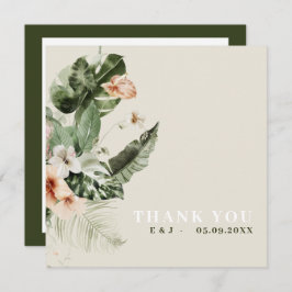 Tarjeta de "Gracias" tropical hibiscus boho pastel