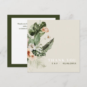 Tarjeta de "Gracias" tropical hibiscus boho pastel
