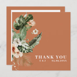 Tarjeta de "Gracias" tropical hibiscus boho pastel