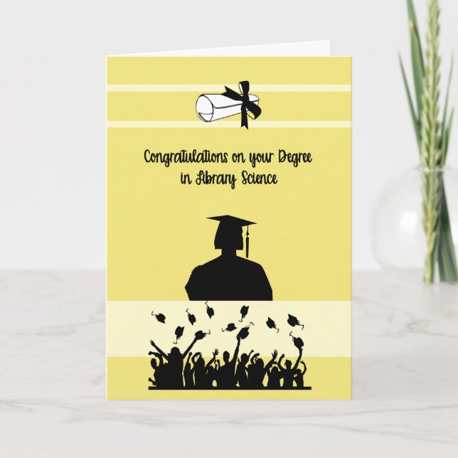 Tarjeta de grado en ciencias de la biblioteca con  (Anverso)