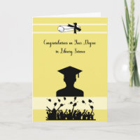 Tarjeta de grado en ciencias de la biblioteca con 