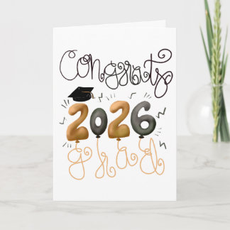 Tarjeta de graduación 2026 en azul y dorado