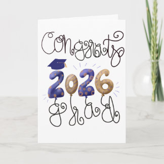 Tarjeta de graduación 2026 en negro y dorado