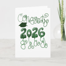 Tarjeta de graduación 2026 en verde y blanco