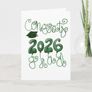 Tarjeta de graduación 2026 en verde y blanco