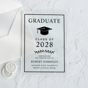 Tarjeta de graduación académica de acrílico elegan