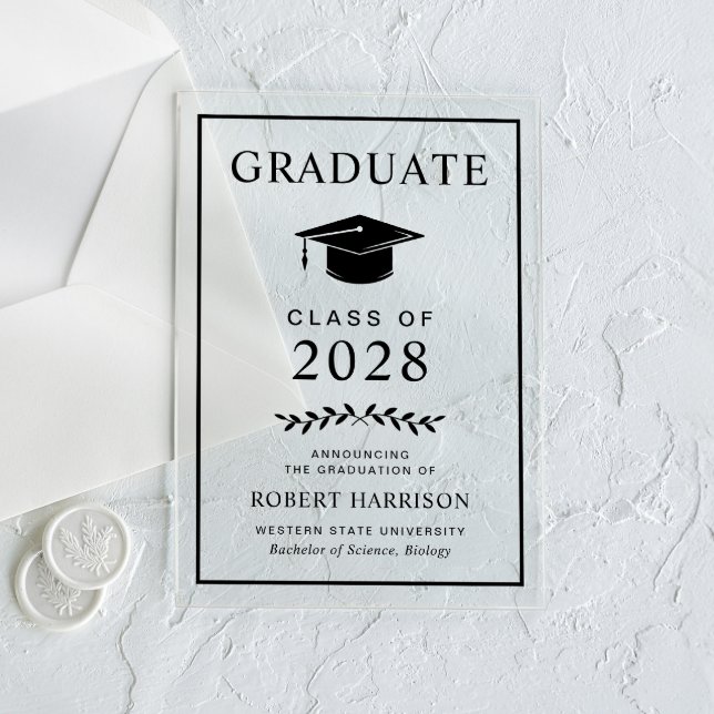 Tarjeta de graduación académica de acrílico elegan (Subido por el creador)