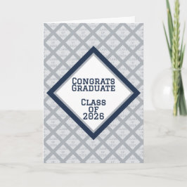 Tarjeta de Graduación Azul Marino y Plateado | 202