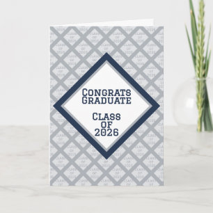 Tarjeta de Graduación Azul Marino y Plateado   202