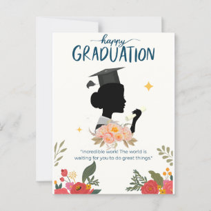 Tarjeta de graduación Blue Illustrative Happy