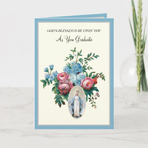 Tarjeta de graduación católica elegante Virgen Mar