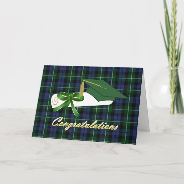 Tarjeta de graduación clásica Campbell Plaid (Anverso)