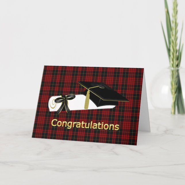 Tarjeta de graduación clásica MacQueen Plaid (Anverso)