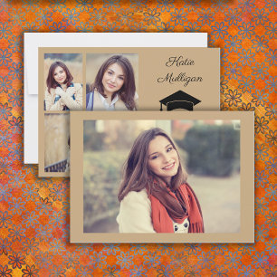 Tarjeta de graduación con 4 fotos Gold 4 Guardar f
