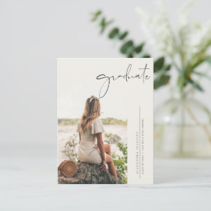 Tarjeta de graduación con caligrafía minimalista b