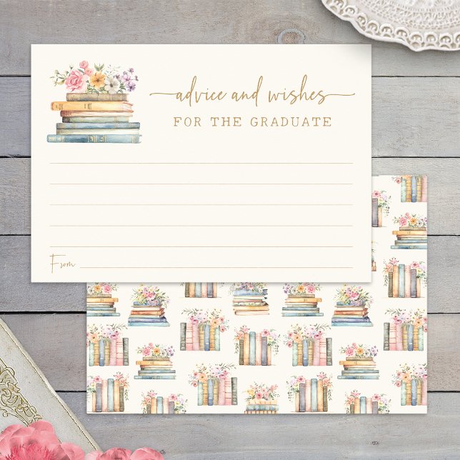Tarjeta de Graduación con Consejo Floral Adjunta (Floral Advice and Wishes Graduation Books Enclosure Card by Painted Paperie
)
