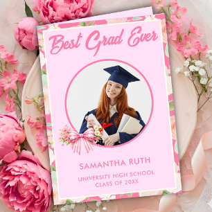 Tarjeta de graduación con foto de la mejor graduad