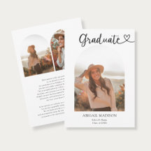 Tarjeta de graduación con foto en arco y corazón