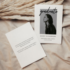 Tarjeta de graduación con foto en blanco y negro c