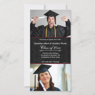 Tarjeta de graduación con foto en damasco negro