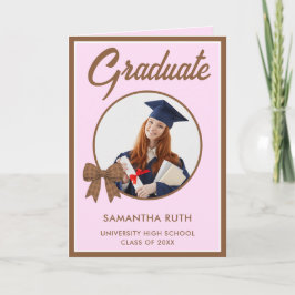 Tarjeta de graduación con foto y lazo de gingham m