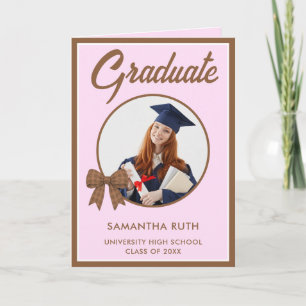Tarjeta de graduación con foto y lazo de gingham m