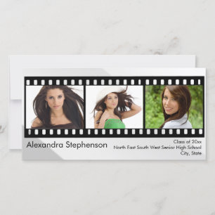 Tarjeta de graduación con tira de película