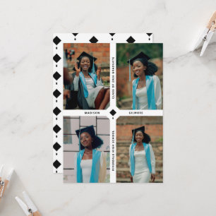 Tarjeta de graduación con varias fotos y gorra de