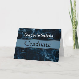Tarjeta de graduación contemporánea de mármol azul