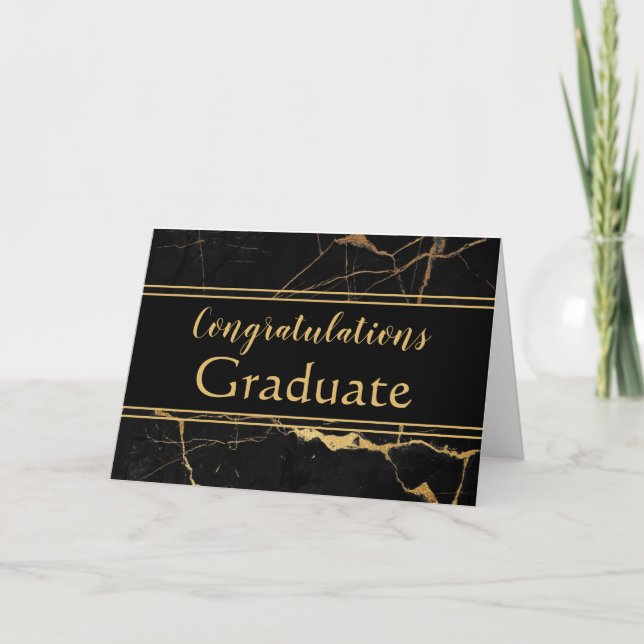 Tarjeta de graduación contemporánea de mármol de o (Anverso)