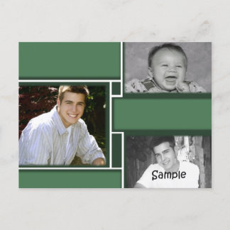 Tarjeta de graduación de 3 fotos Green & White