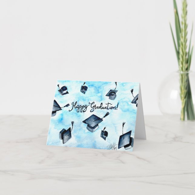 Tarjeta de graduación de acuarela pintada a mano (Anverso)