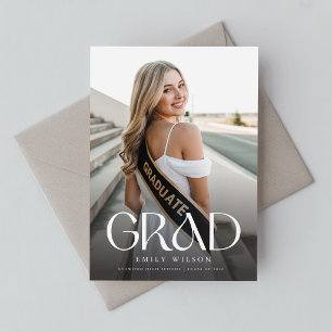 Tarjeta de graduación de agradecimiento con foto d